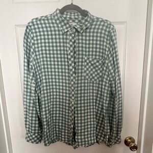 Vineyard Vines Teal Checkered Women’s  Button Front Shirt